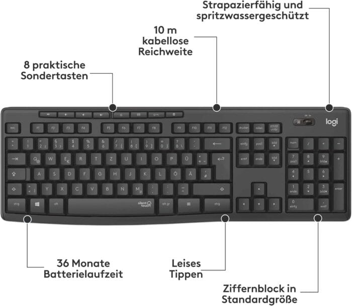 Logitech MK295 brezžični komplet tipkovnice in miške s tehnologijo SilentTouch - slika 3