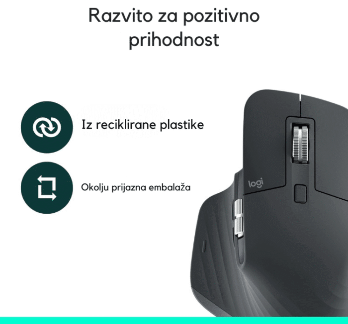 Logitech MX Master 3S brezžična miška, 8K DPI, USB-C, Bluetooth - slika 3