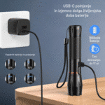 LED ročna svetilka z zoom funkcijo in USB-C polnjenjem – 2000 lumnov - slika 3
