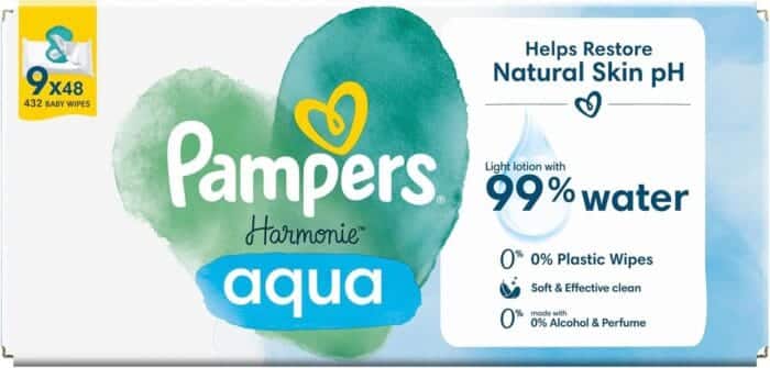 Pampers Harmonie Aqua robčki – 432 robčkov, 99 % voda - slika 4