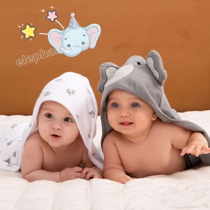 Momcozy 8-delni komplet brisač za dojenčke – 2x kapucasta brisača in 6x krpice - slika 2