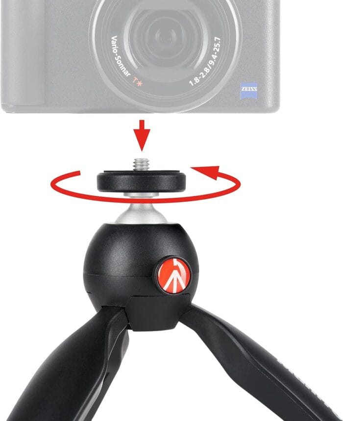 Manfrotto MTPIXIMII-B PIXI Mini stativ z ročajem za kompaktne, brezzrcalne in DSLR kamere - slika 2