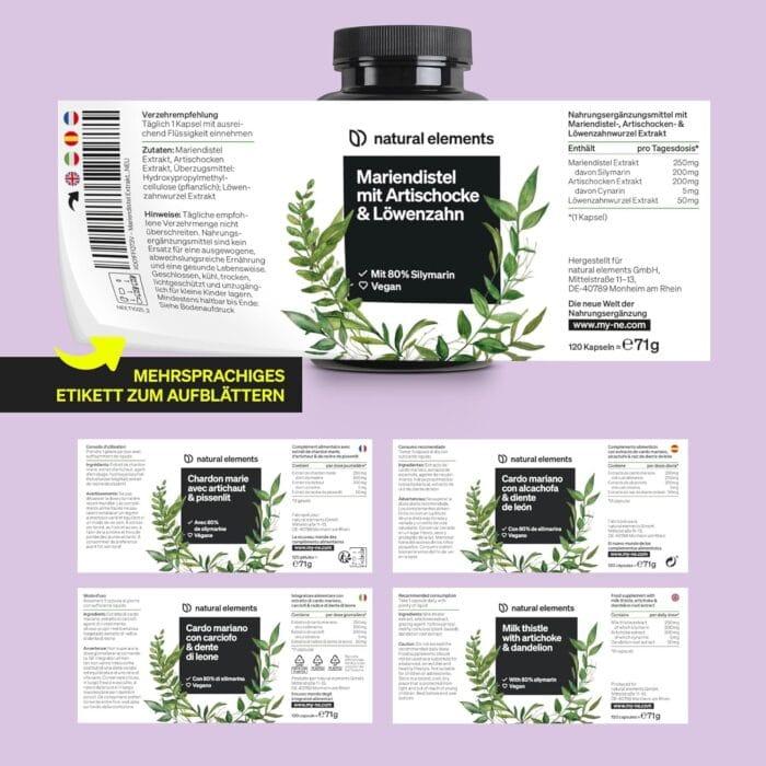 Marian Thistle, Artichoke & Dandelion Complex – 120 kapsul, 80 % Silimarina, Brez Magnezijevega Stearata, Vegansko - slika 3