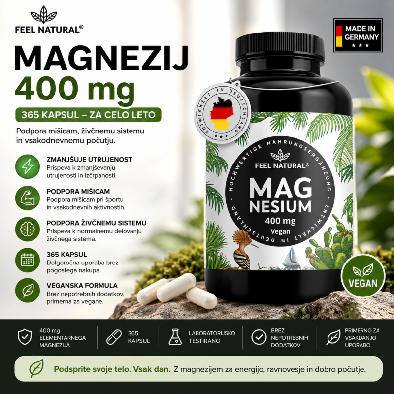 Feel Natural Magnezij 400 mg veganske kapsule