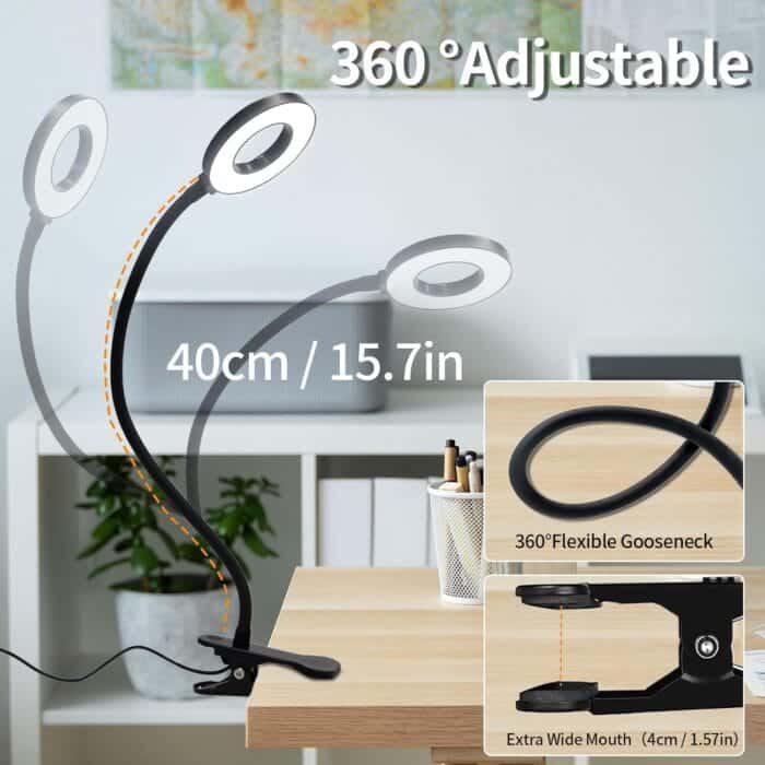 LQWELL LED Clamp Lamp – Nastavljiva Svetilka za Branje z USB Priključkom - slika 3
