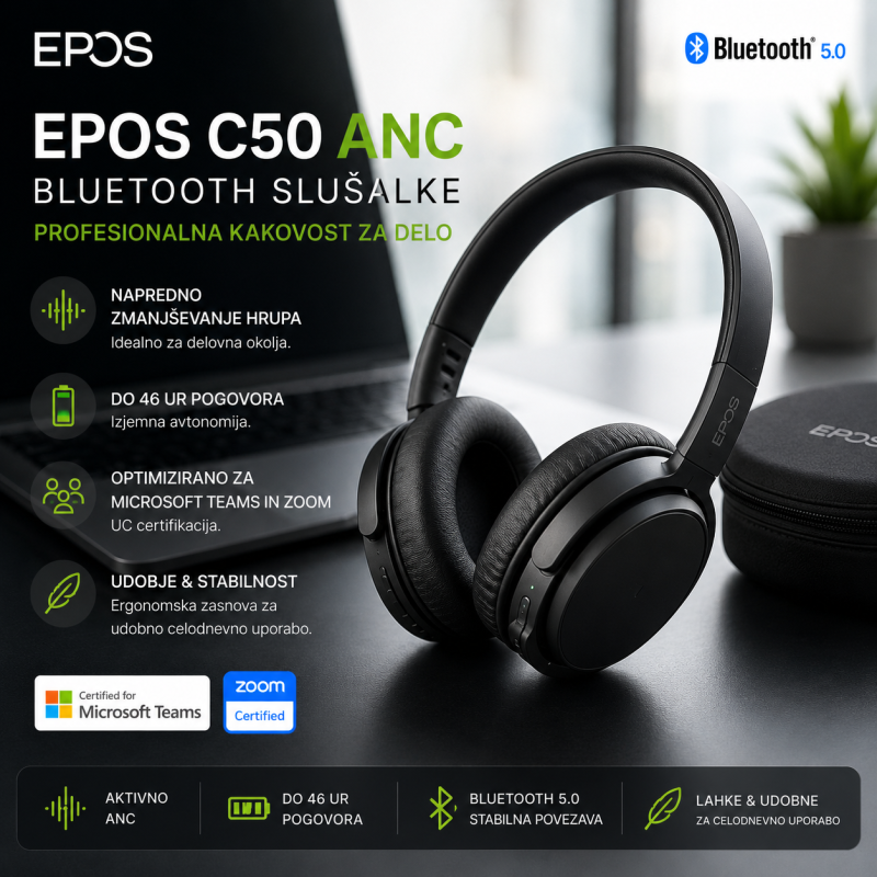 EPOS C50 Bluetooth slušalke z ANC in mikrofonom