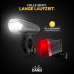 DANSI LED set luči za kolo, 30/15 lux, sprednja in zadnja luč - slika 3