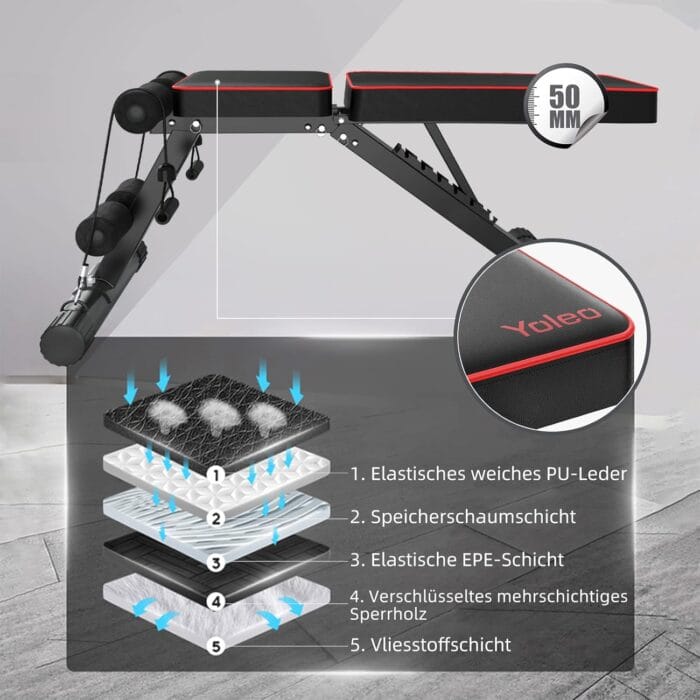 YOLEO zložljiva klop za vadbo, nastavljiva za več funkcij - slika 3