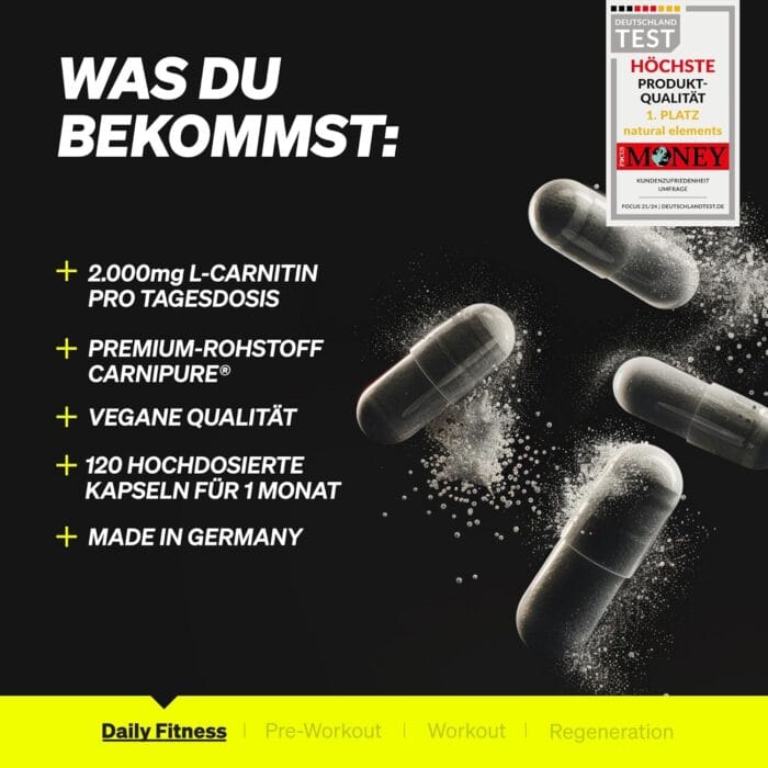 L-Carnitine 2000 – Premium Carnipure® by Lonza – 120 kapsul, laboratorijsko testirano, visoko odmerjeno, vegansko - slika 2
