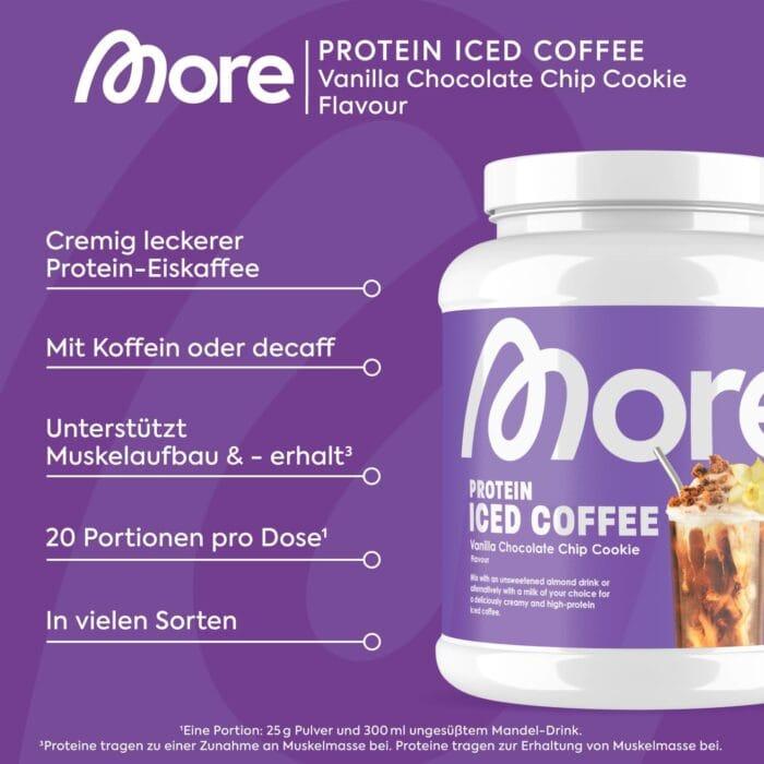 MORE NUTRITION Protein Iced Coffee, 500 g, okus Vanilla Chocolate Chip Cookie - slika 3