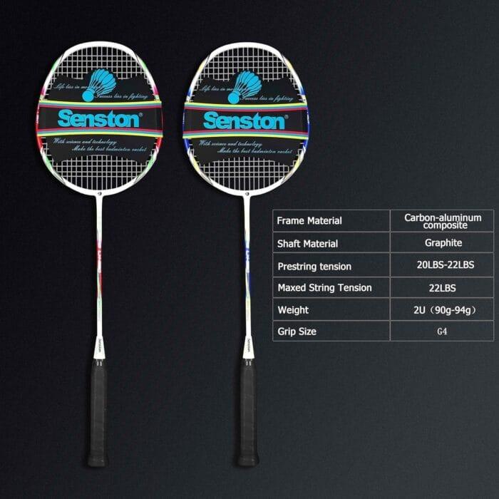 Senston komplet karbonskih badminton loparjev z dodatki - slika 3