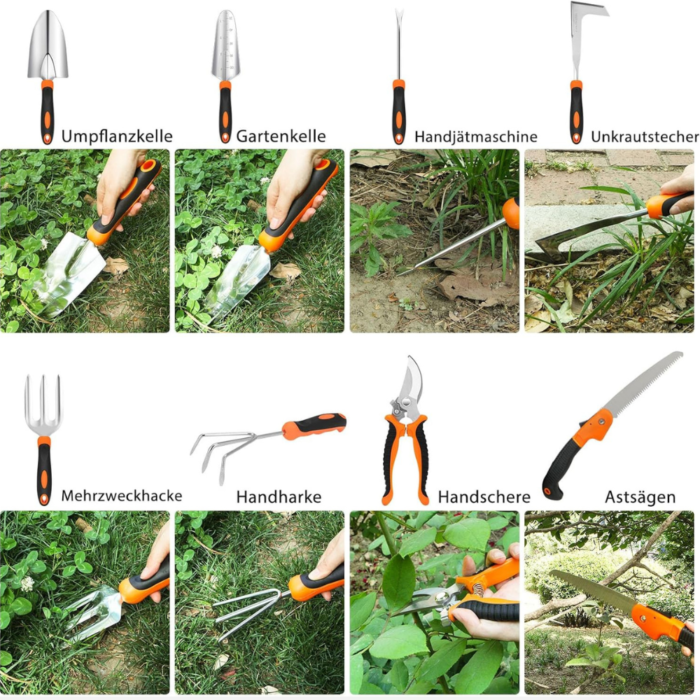 Garden Tool Set – 10-delni komplet vrtnarskega orodja iz nerjavečega jekla - slika 3