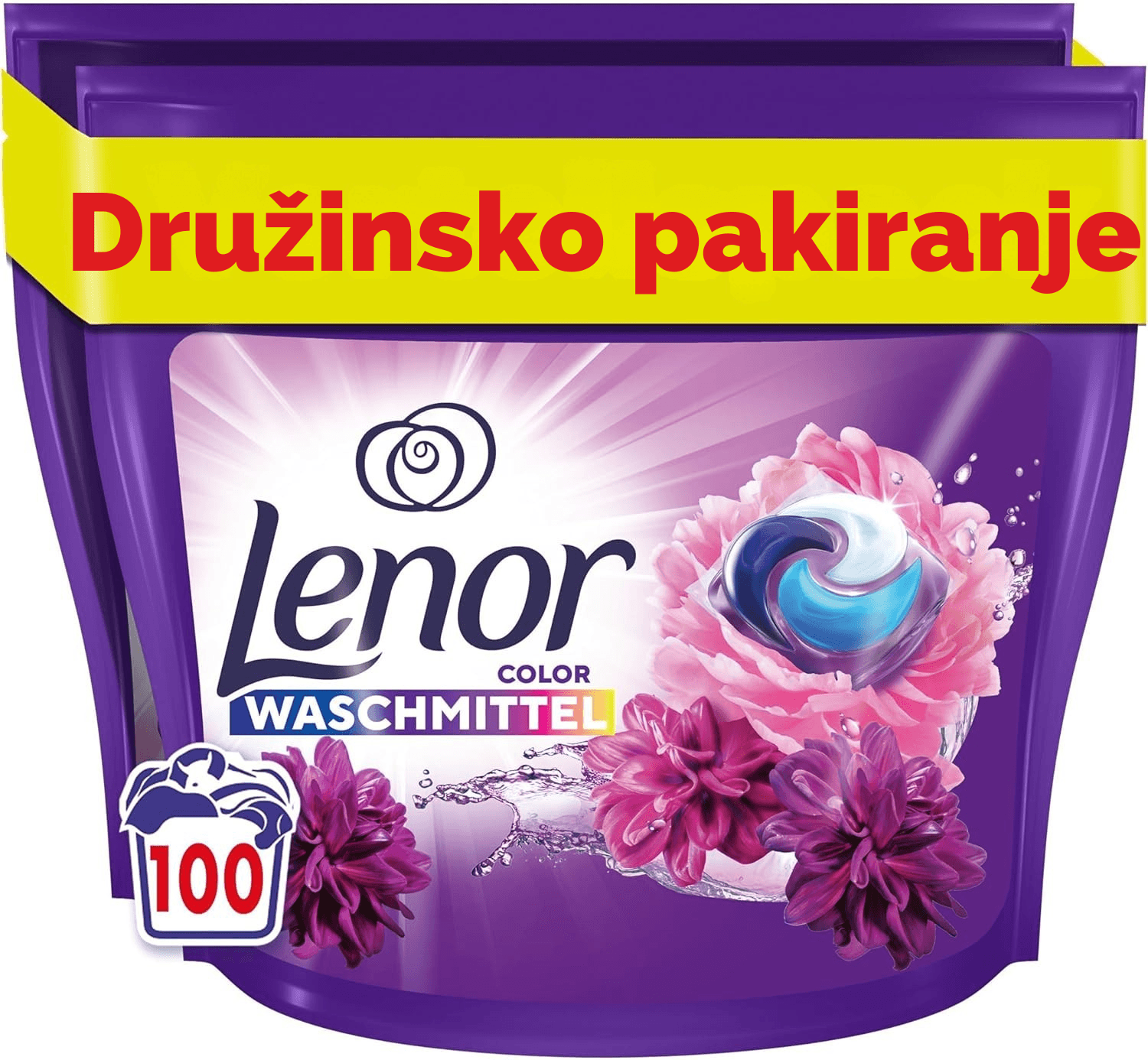 Družinsko pakranje Ariel Lenor pralne kapsule 100 pranj – Flower Dream