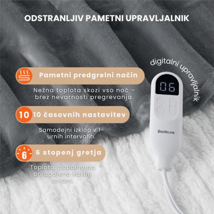 Električna odeja 130×180 cm – z 6 stopnjami gretja in samodejnim izklopom - slika 4