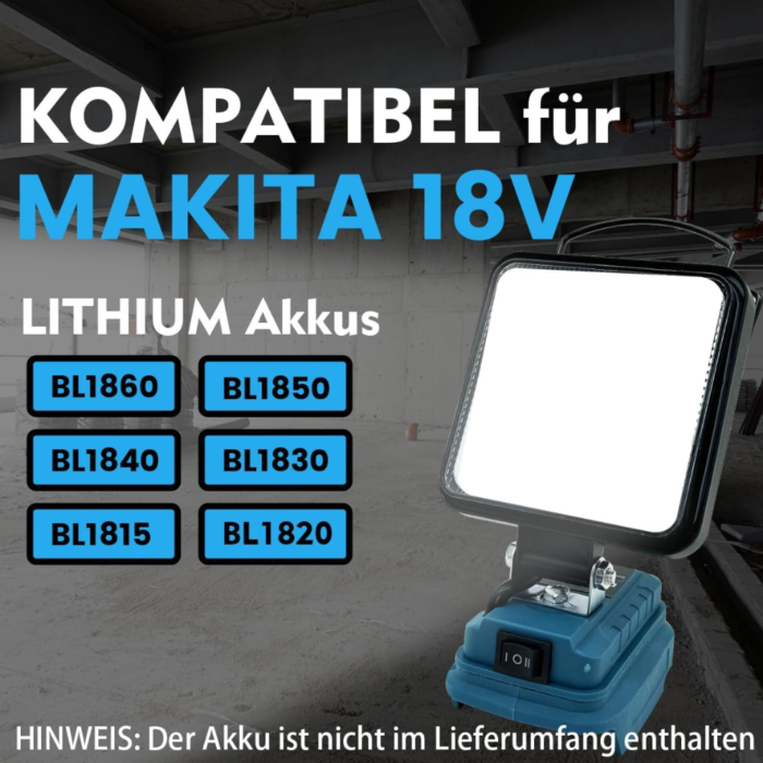 Akumulatorska LED delovna svetilka za Makita 18V baterije, 48 W - slika 3