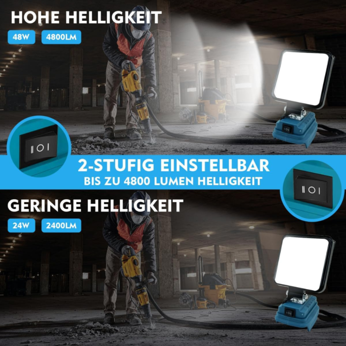 Akumulatorska LED delovna svetilka za Makita 18V baterije, 48 W - slika 2