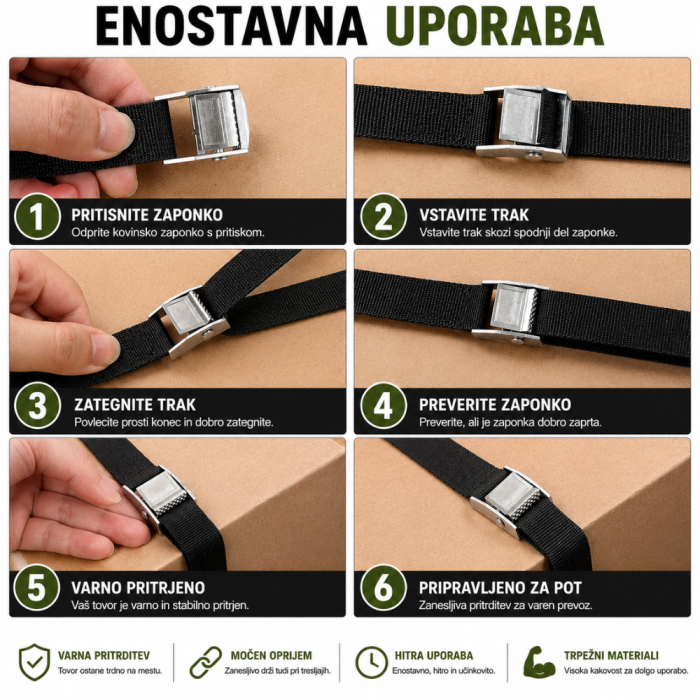 Pritrdilni trakovi za varen transport tovora – Set 4 kosov - slika 5