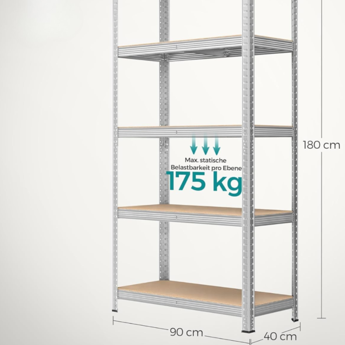 Kovinski regal za garažo 180 × 90 × 40 cm – set 2 - slika 3