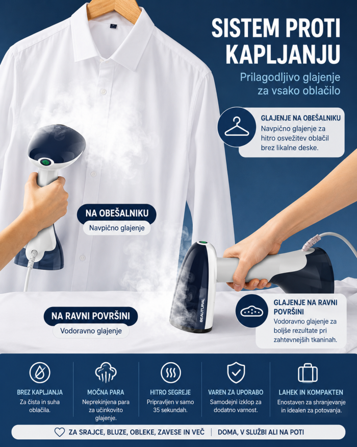 BEAUTURAL parni likalnik za oblačila 1500 W - slika 3