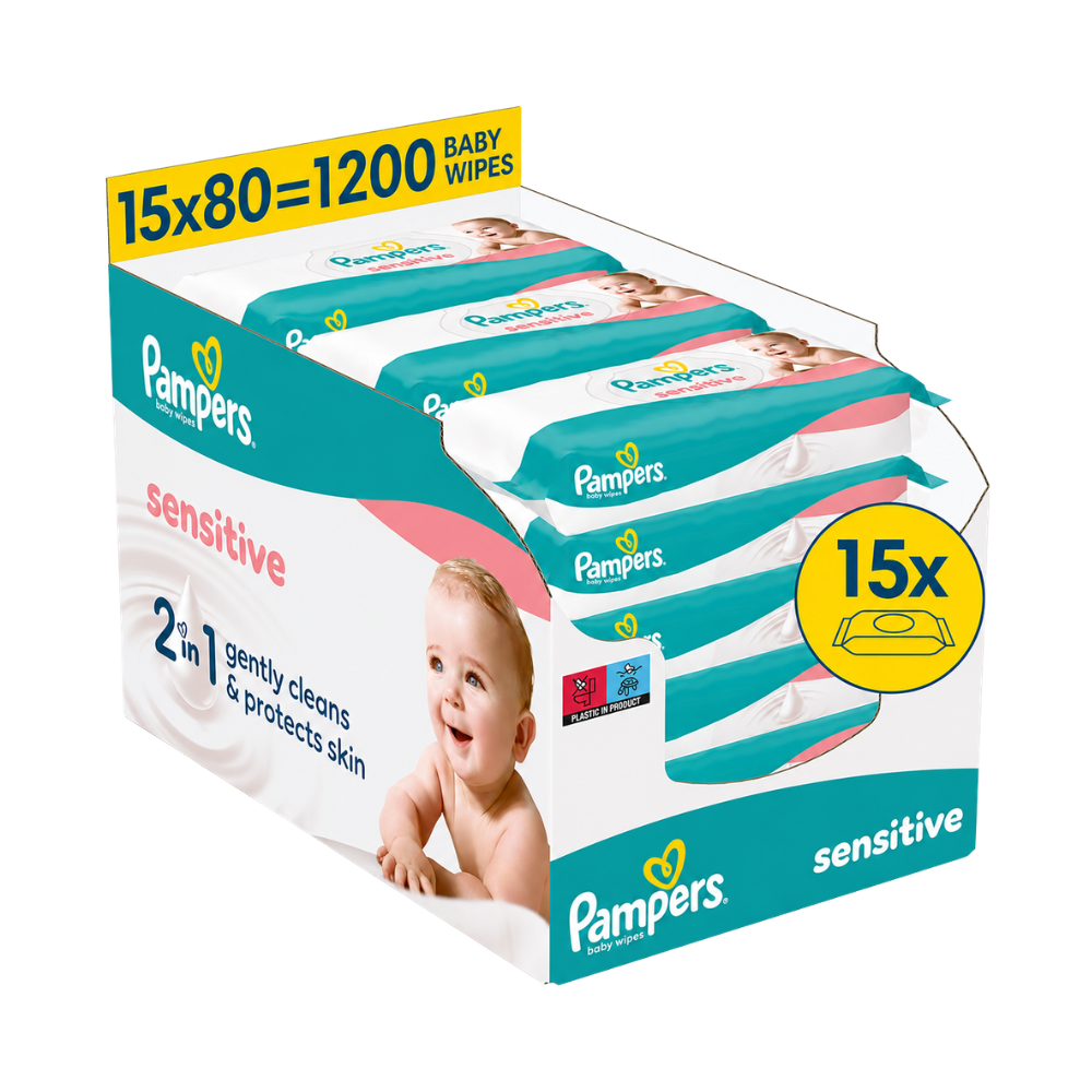 1200 kos - Pampers Sensitive otroški vlažilni robčki 1200 kos - Pampers Sensitive otroški vlažilni robčki - slika 1