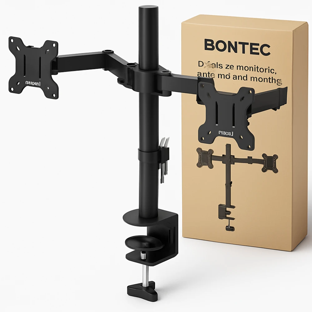 BONTEC dvojno držalo za monitorje za 13–27-palčne zaslone, VESA 75x75 in 100x100