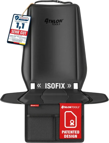 Črna zaščitna podloga za avtosedež ATHLON TOOLS C2801 s stranskima zavihkoma