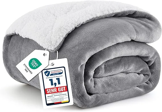 Bedsure Sherpa dvostranska odeja, 150 × 200 cm, siva