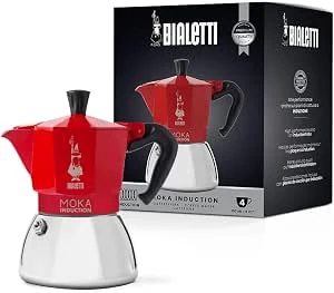 Bialetti New Moka Induction kafetiera, 4 skodelice, rdeča
