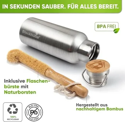 Blockhütte izolirana steklenica s krtačo, 750 ml, srebrna