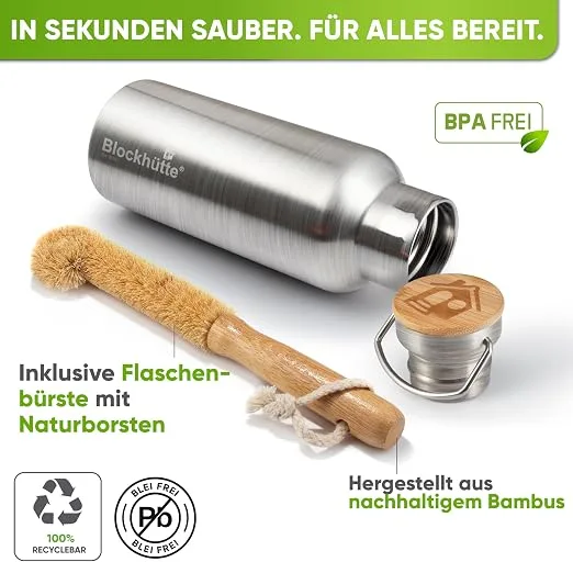 Blockhütte izolirana steklenica s krtačo, 750 ml, srebrna