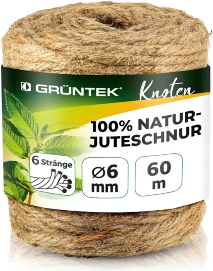 GRÜNTEK naravna jutina vrvica, 6 mm, 60 m