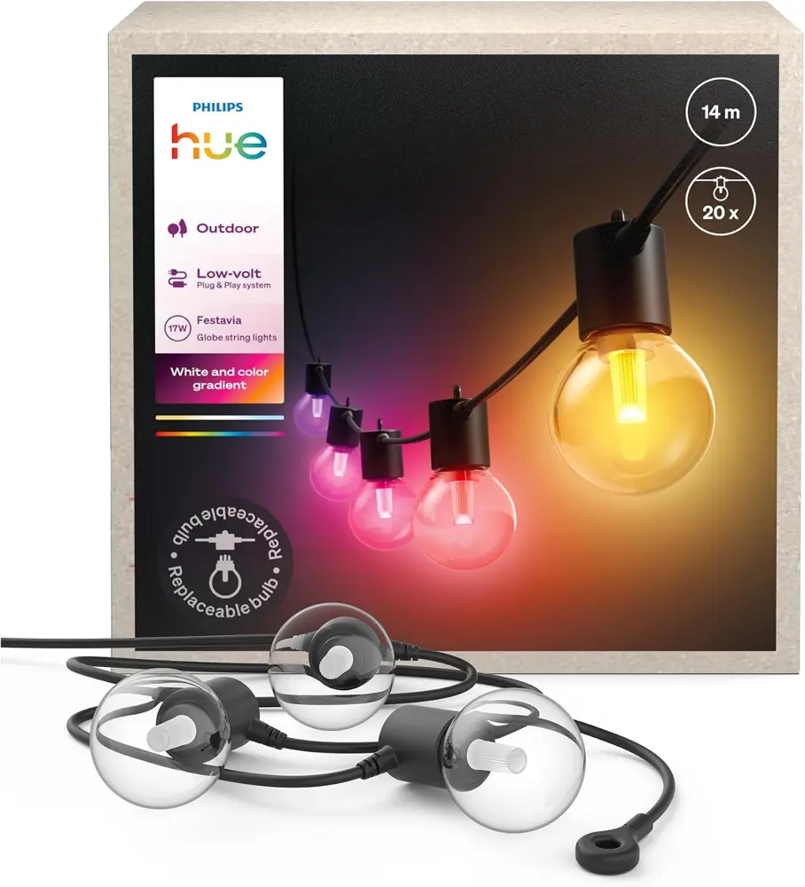 Philips Hue Festavia Globe zunanja svetlobna veriga, 14 m