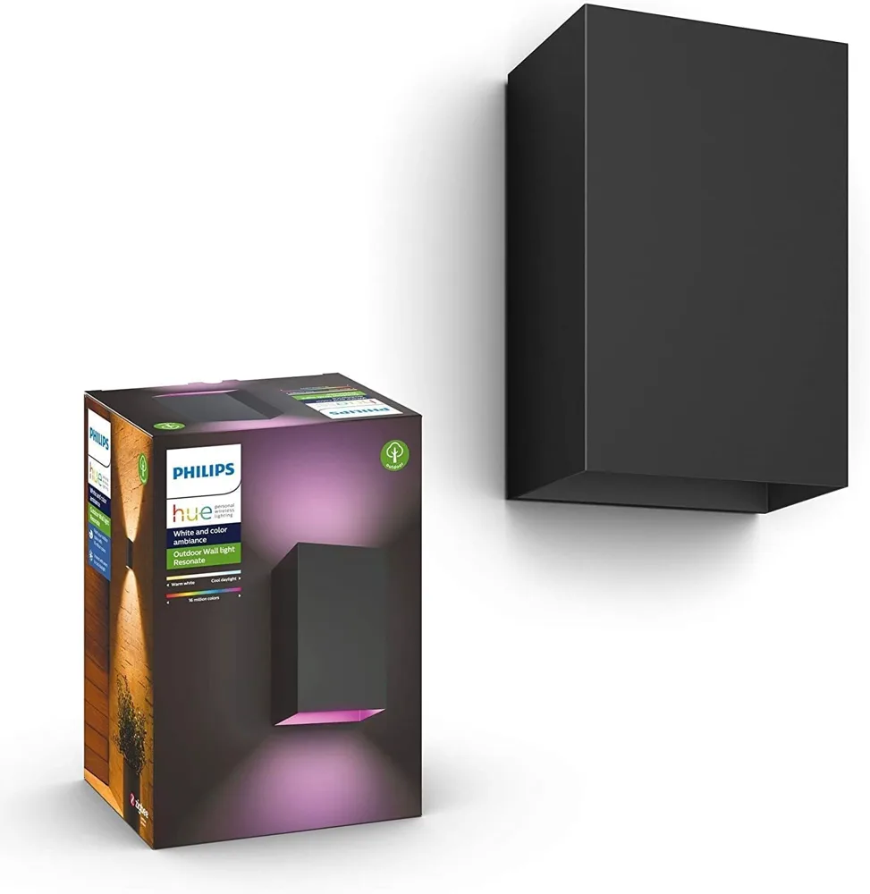 Philips Hue Resonate pametna zunanja stenska svetilka, črna