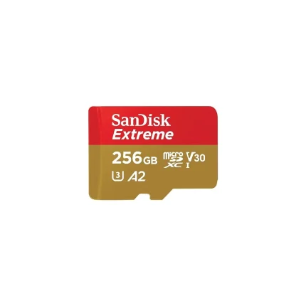 SanDisk Extreme rdeče-zlata kartica microSDXC z oznako 256 GB