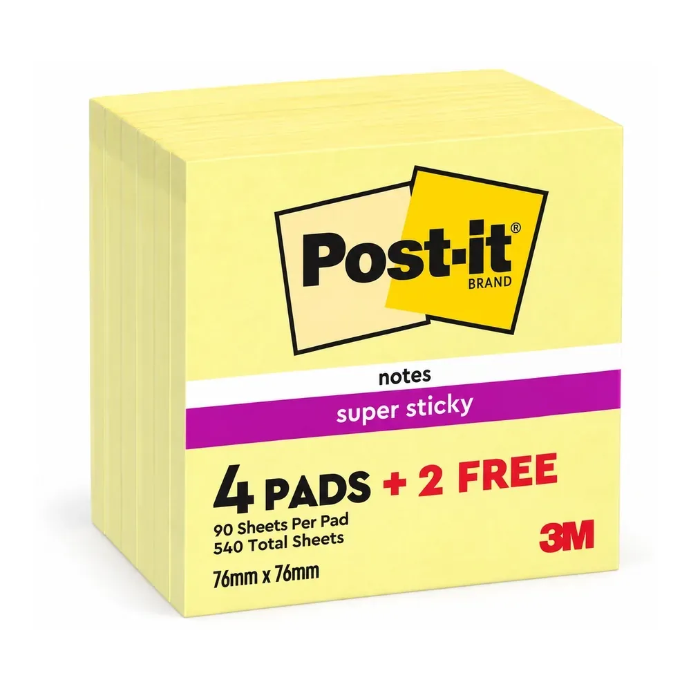 Post-it Super Sticky samolepilni lističi, 76 × 76 mm, 540 kosov
