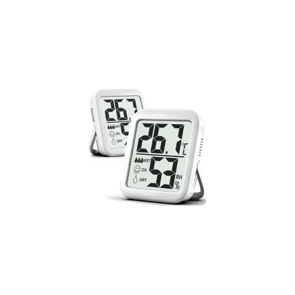 Dva bela digitalna merilnika temperature in vlažnosti Antonki