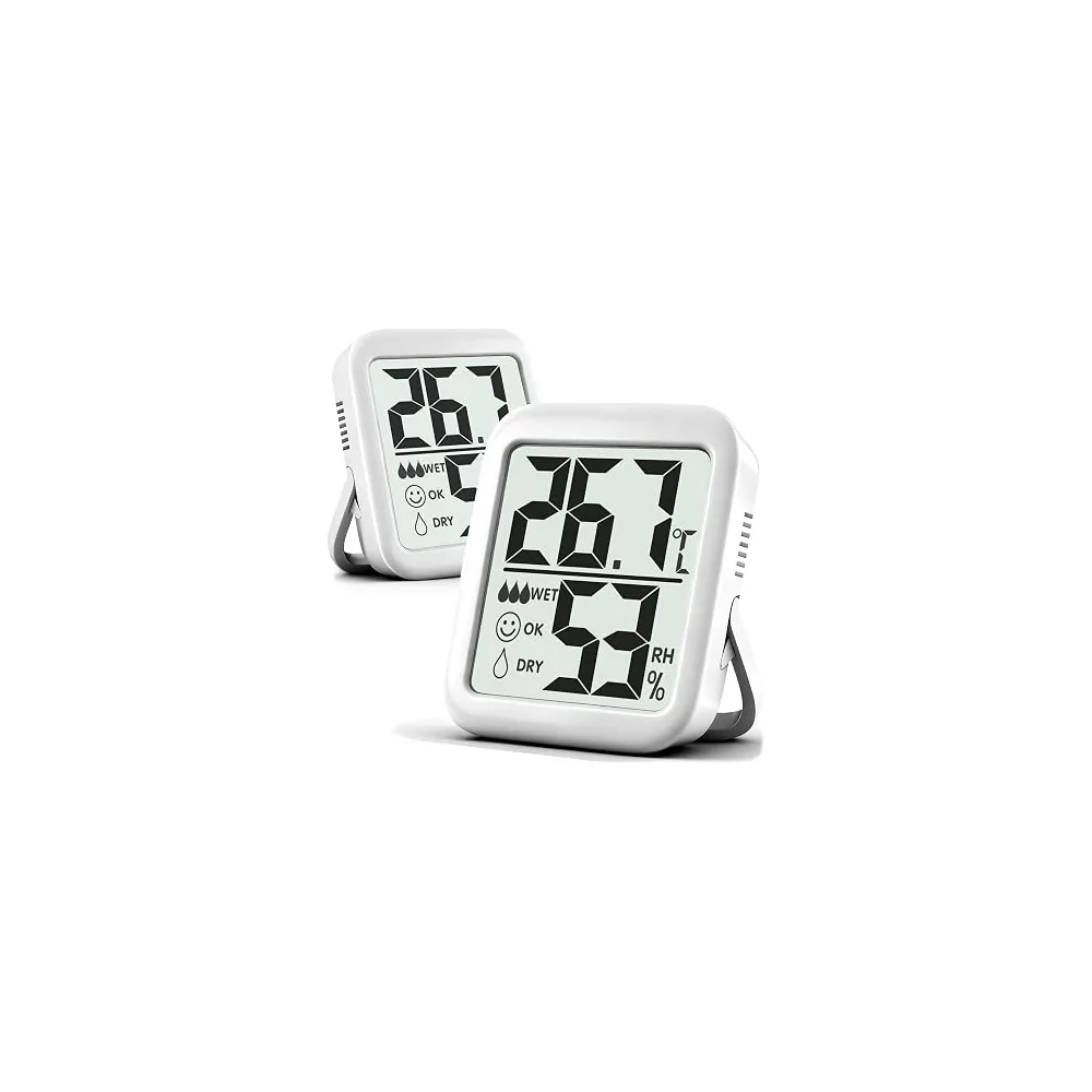 Dva bela digitalna merilnika temperature in vlažnosti Antonki