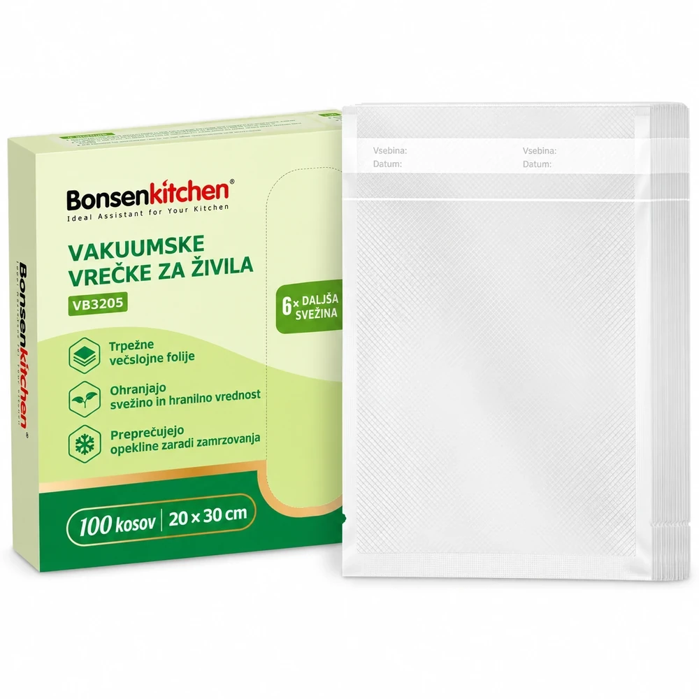 Bonsenkitchen VB3205 vakuumske vrečke, 20 × 30 cm, 100 kosov