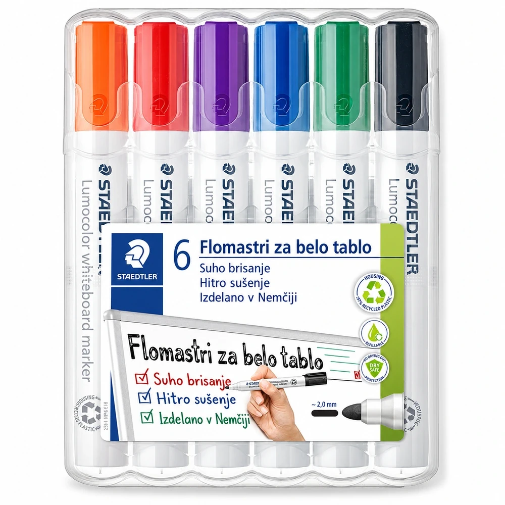 STAEDTLER Lumocolor 351 WP6 flomastri za belo tablo, 6 barv