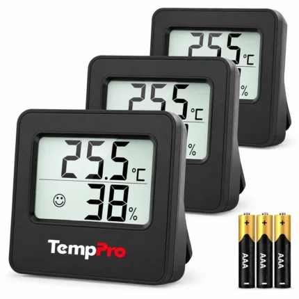 TempPro TP157 digitalni termohigrometri, črni, 3 kosi