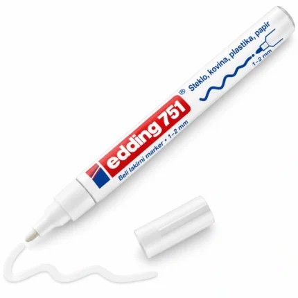 edding 751 beli lakirni marker, okrogla konica 1–2 mm