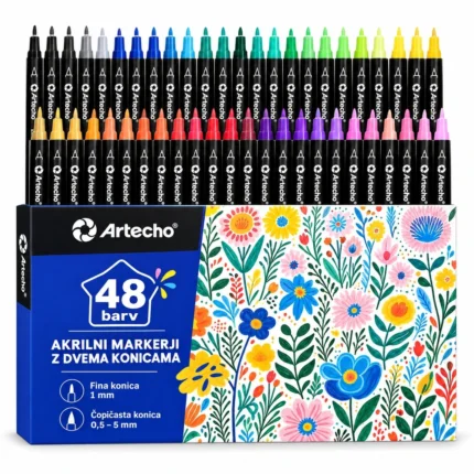 Artecho akrilni markerji z dvema konicama, 48 barv