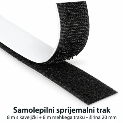 Blooven NPVW samolepilni sprijemalni trak, črn, 8 m × 20 mm