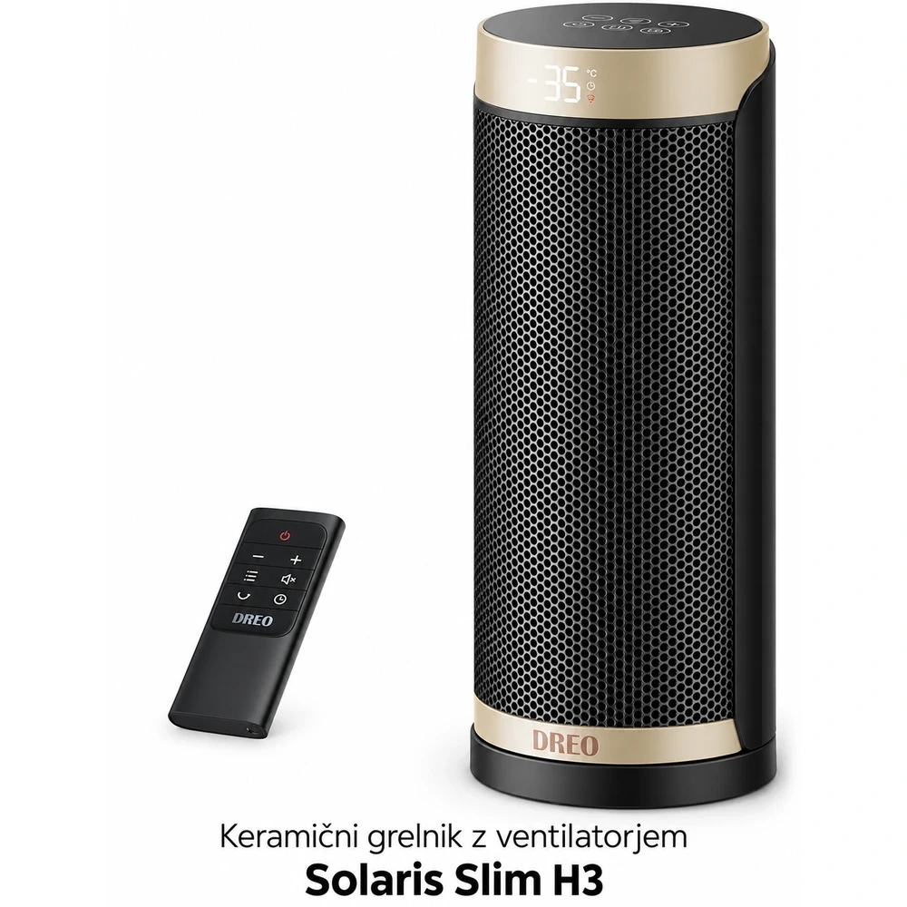DREO Solaris Slim H3 keramični grelnik z ventilatorjem, zlat