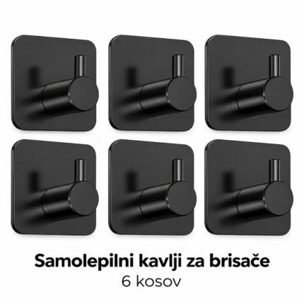 4smile samolepilni kavlji za brisače, črni, 6 kosov