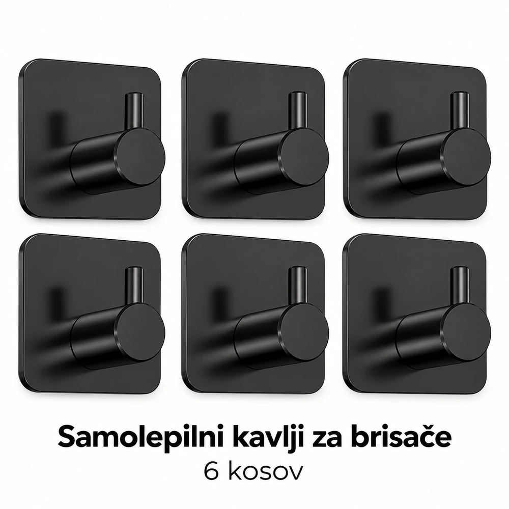 4smile samolepilni kavlji za brisače, črni, 6 kosov