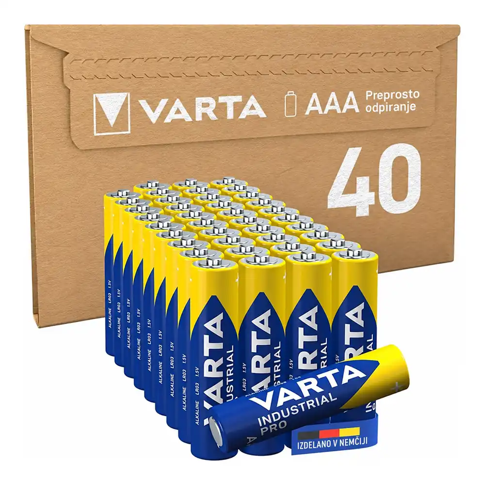 VARTA Industrial Pro 40 rumeno-modrih baterij AAA s kartonsko škatlo