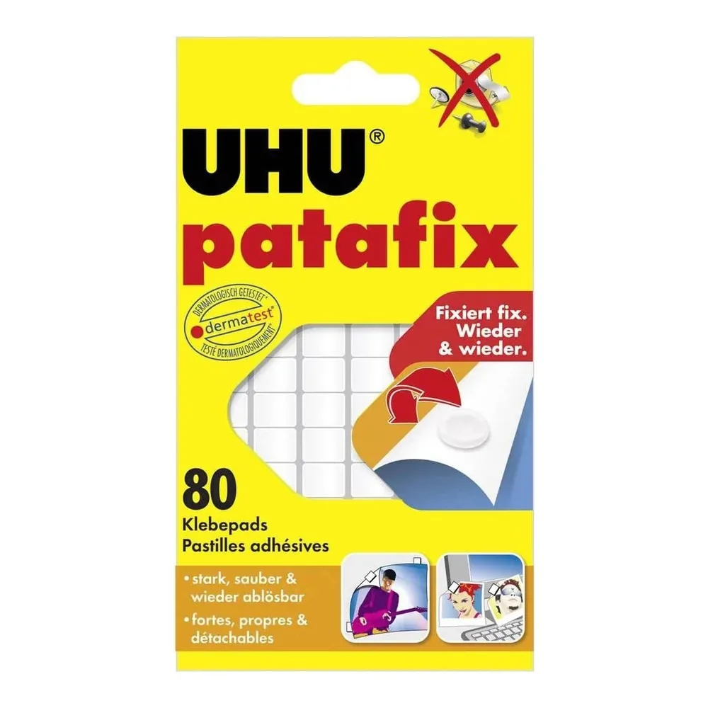 UHU patafix bele odstranljive lepilne blazinice, 80 kosov