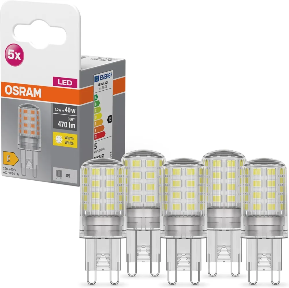 OSRAM Star PIN LED G9, 470 lm, 2700 K, 5 kosov