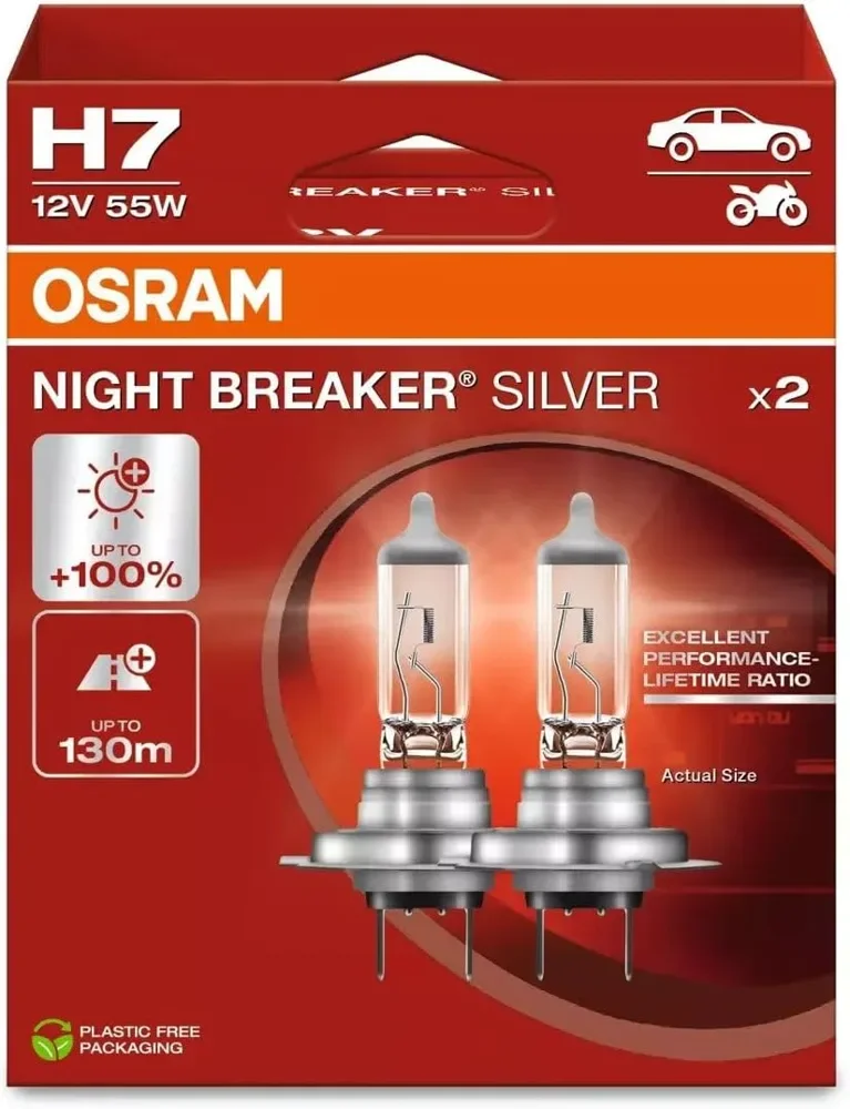 Komplet dveh žarnic OSRAM Night Breaker Silver H7 64210NBS-2HB